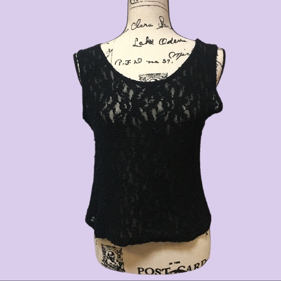 Black lace tank by Worn Out. - Picture 1 of 8